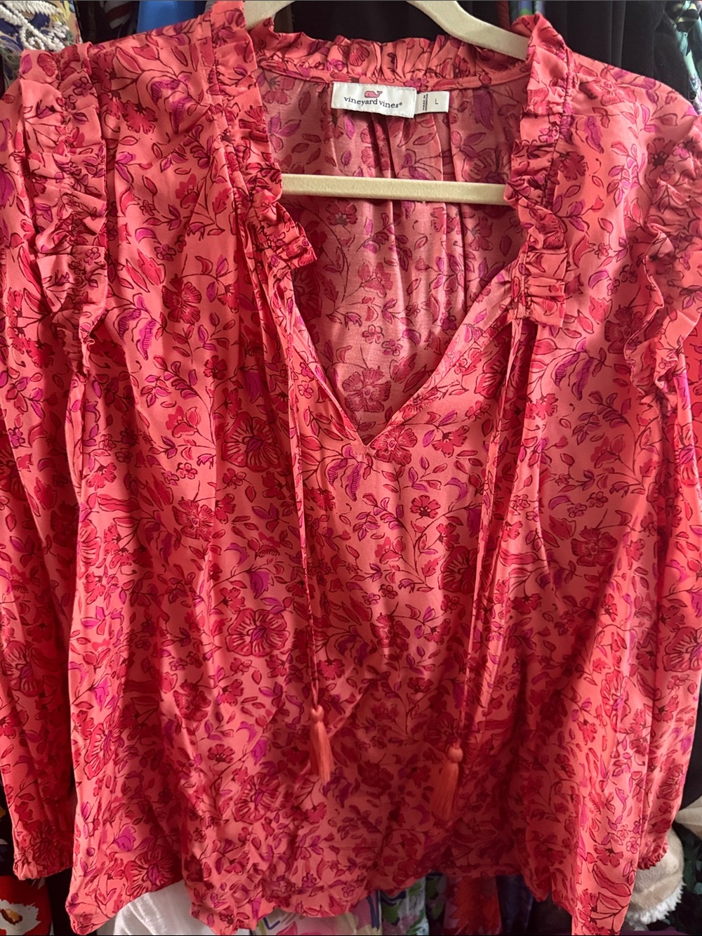 Vineyard Vines tassel blouse